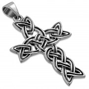 Medium Celtic Sterling Silver Cross Pendant, pn619